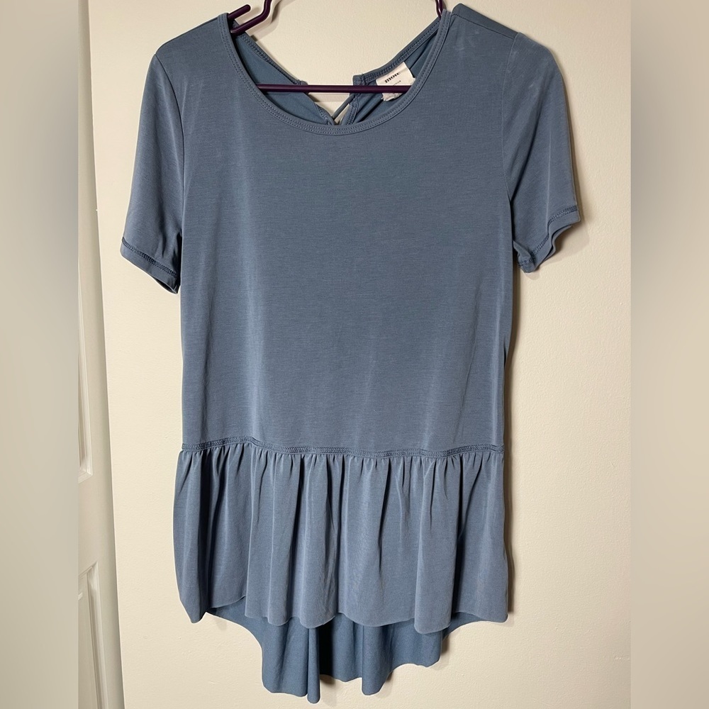 Mote NWOT Short Sleeve Hi-Low Peplum Blouse